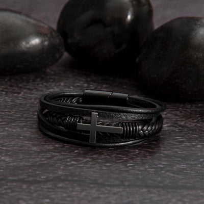 Calm to my Chaos - Leather Cross Bracelet